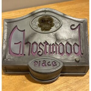 Vtg Gemmy Motion Ghostwood Place‎ Sign Grave Marker Halloween Prop Decoration